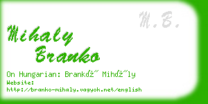 mihaly branko business card